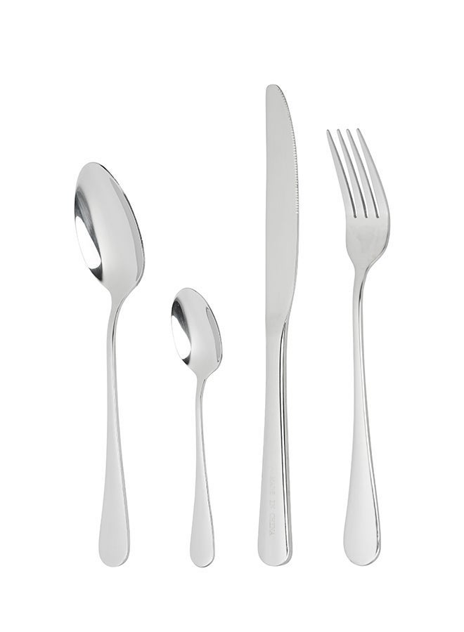 أولييرو طقم أدوات طعام متين وأنيق مكوّن من 24 قطعة لراحة استخدام ومائدة أنيقة – فضي - Image 5